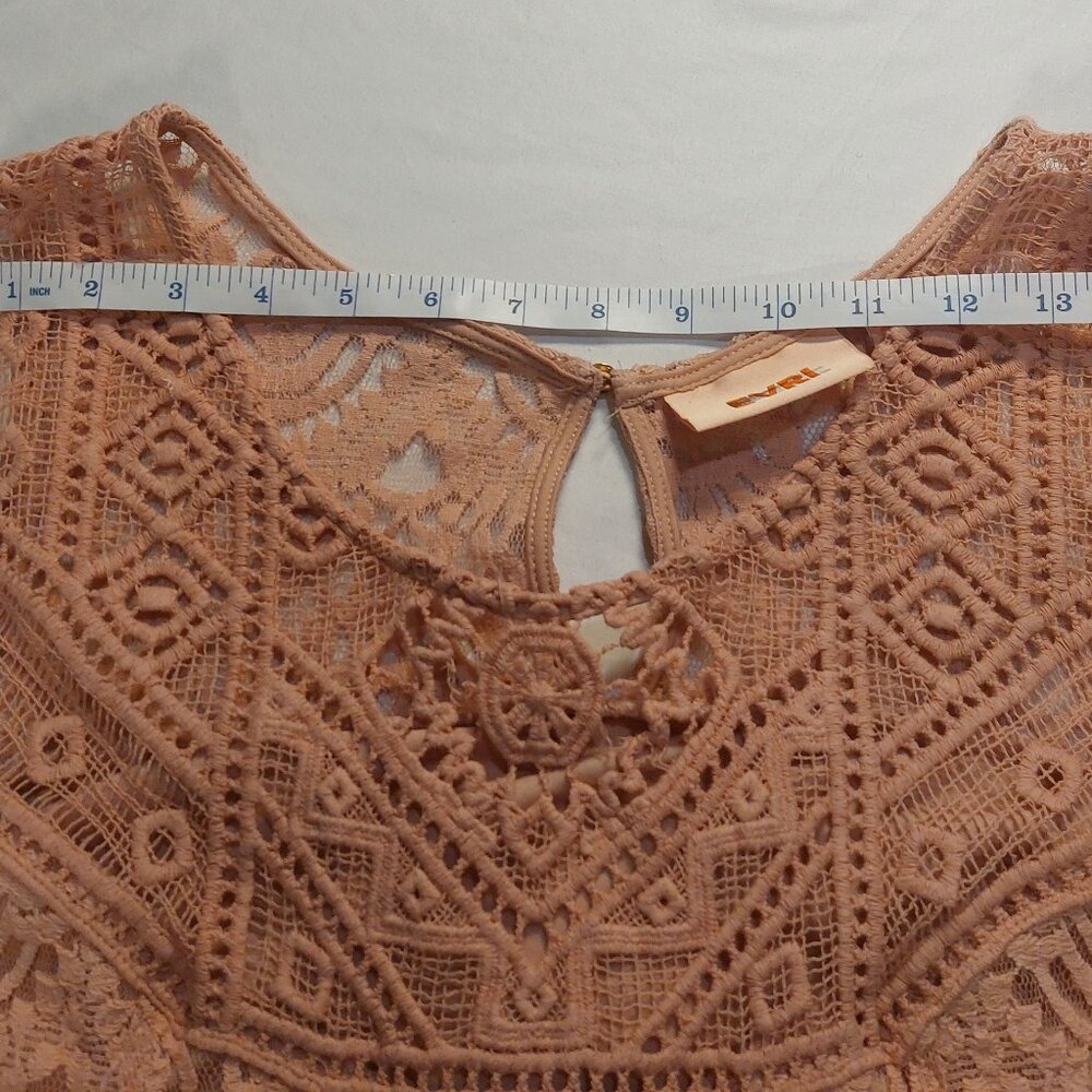 Women's Blush Pink EVRI Boho Crochet Lace Lined Sleeveless Tank Top Size 4X - Picture 12 of 16